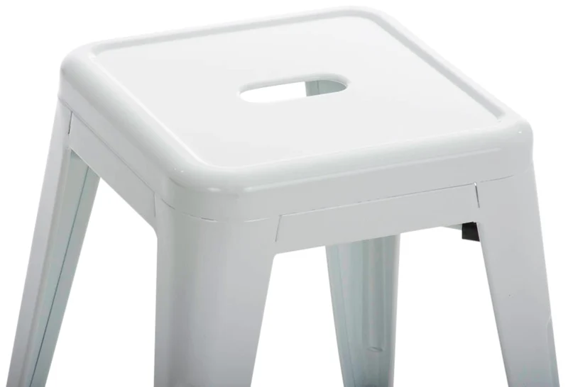 Tabouret bas design industriel hauteur fixe 46 cm en métal blanc 10_0005492