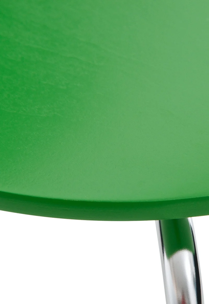 Lot de 2 chaises de cuisine salle à manger empilables dossier arrondi en bois vert et métal chromé 10_0003086