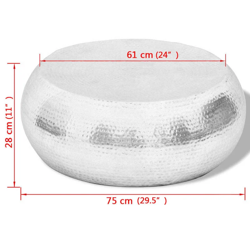 Table basse design moderne et contemporaine martelée en aluminium Argenté DEC039515
