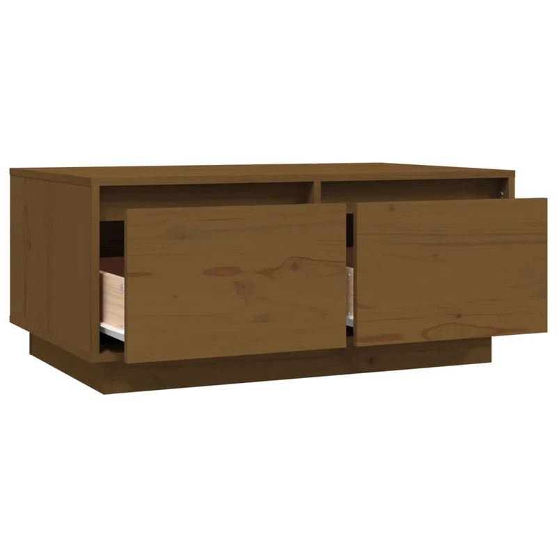 Table basse avec deux tiroirs design moderne 80 x 50 x 35 cm bois massif de pin marron DEC039496