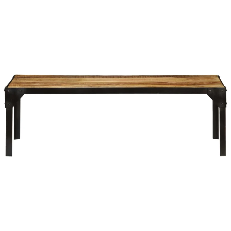 Table basse design rustique et industriel bois massif de manguier et acier 110 cm DEC038276