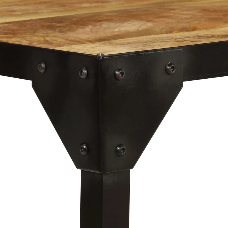 Table basse design rustique et industriel bois massif de manguier et acier 110 cm DEC038276