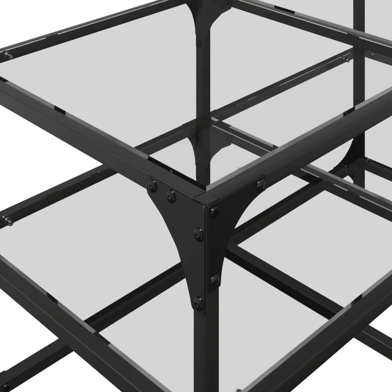 Table basse de salon design moderne avec dessus en verre transparent 78,5 x 40 x 45cm acier DEC037375