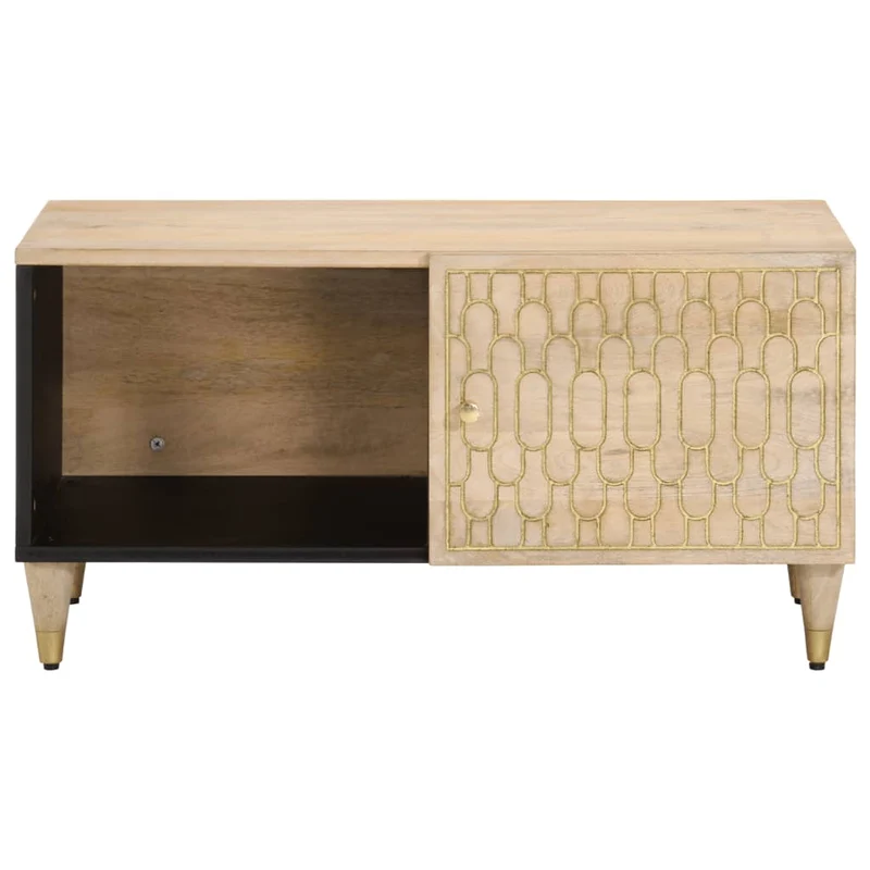 Table basse de salon avec motif sculpté à la main 80 x 50 x 40 cm bois de manguier massif DEC037151