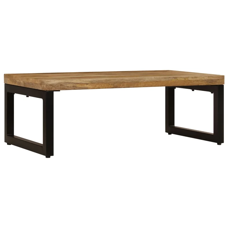 Table basse de salon design rustique 100 x 50 x 35 cm bois de manguier solide et acier DEC036924