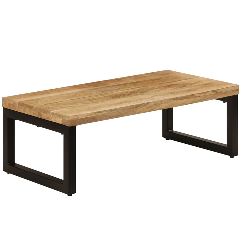 Table basse de salon design rustique 100 x 50 x 35 cm bois de manguier solide et acier DEC036924