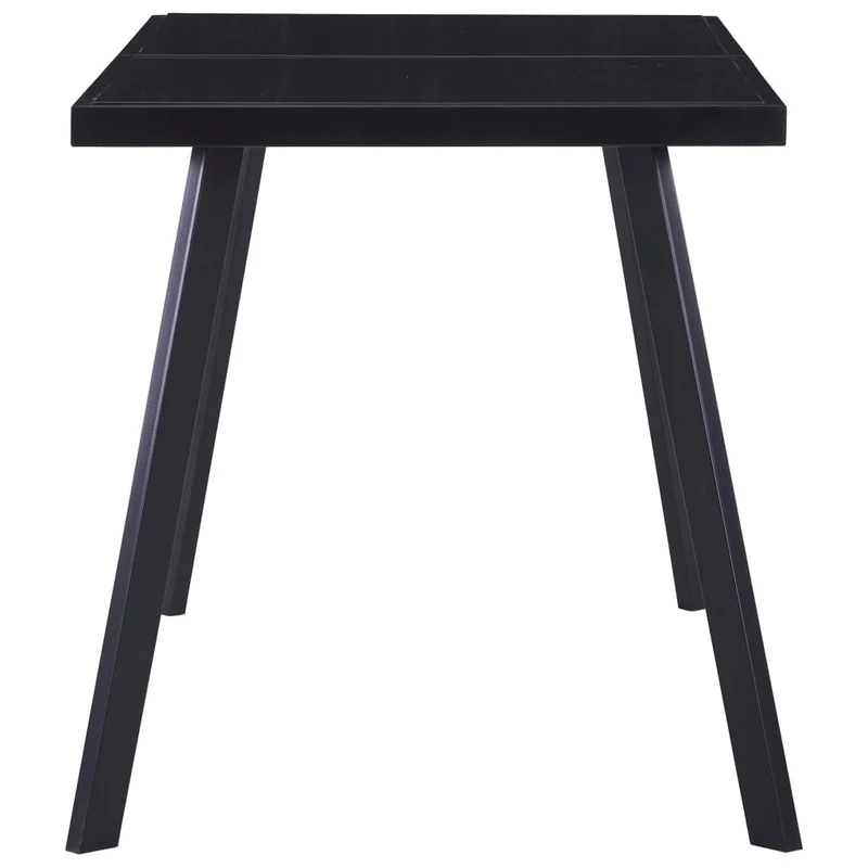Table de salle à manger design simple 140 x 70 x 75 cm verre trempé noir et acier DEC036879