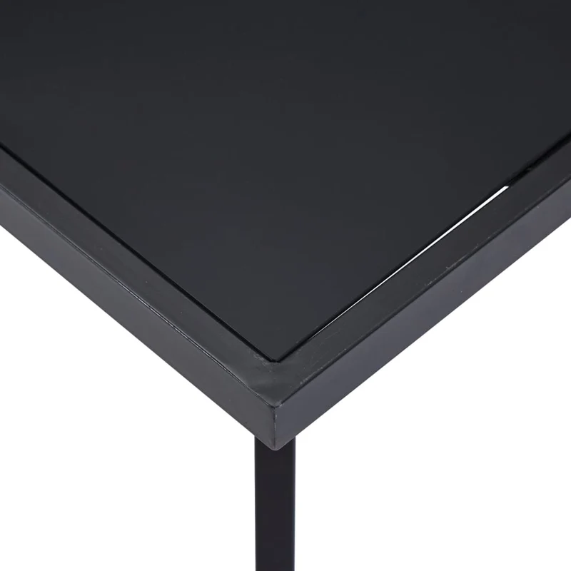 Table de salle à manger design simple 140 x 70 x 75 cm verre trempé noir et acier DEC036879