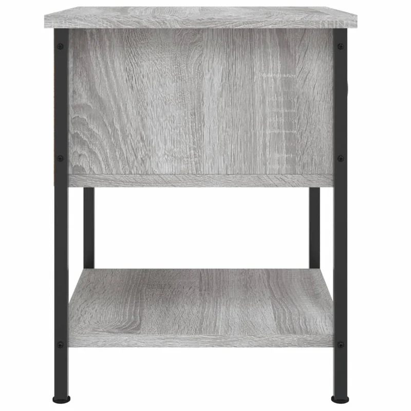 Lot de 2 tables de chevet avec tiroir et étagère 34 x 35,5 x 45cm bois ingénierie gris et fer DEC035647