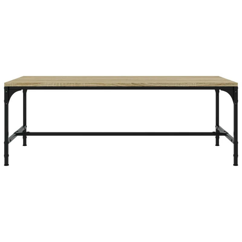 Table basse design industriel 100 x 50 x 35 cm bois d'ingénierie couleur chêne et acier DEC038852