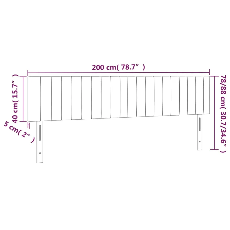 Tête de lit accessoire couchage chambre à coucher meuble 2 parties 100 x 5 x 78/88 cm tissu gris foncé TDL0206390