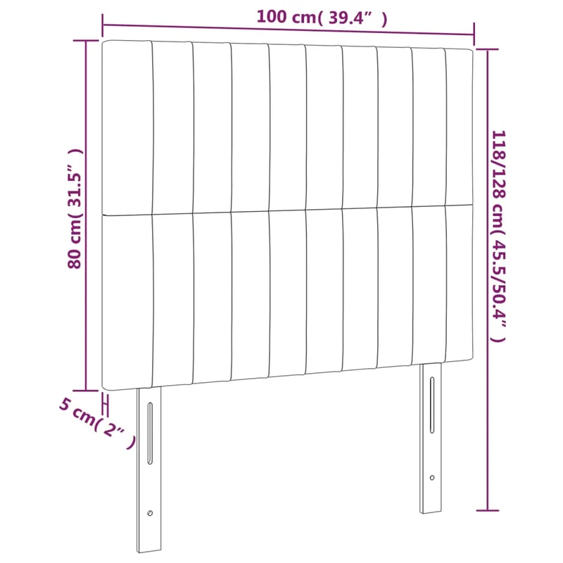 Tête de lit accessoire couchage chambre à coucher meuble 2 parties 100 x 5 x 78/88 cm tissu gris foncé TDL0206384