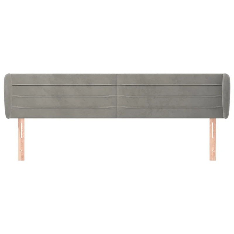 Tête de lit accessoire couchage chambre à coucher meuble avec rebord latéral 183 x 23 x 78/88 cm tissu velours gris clair TDL0205195
