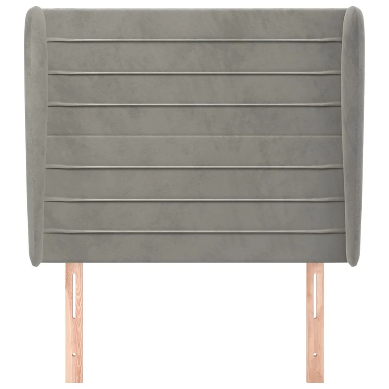 Tête de lit accessoire couchage chambre à coucher meuble avec rebord latéral 93 x 23 x 118/128 cm tissu velours gris clair TDL0205088