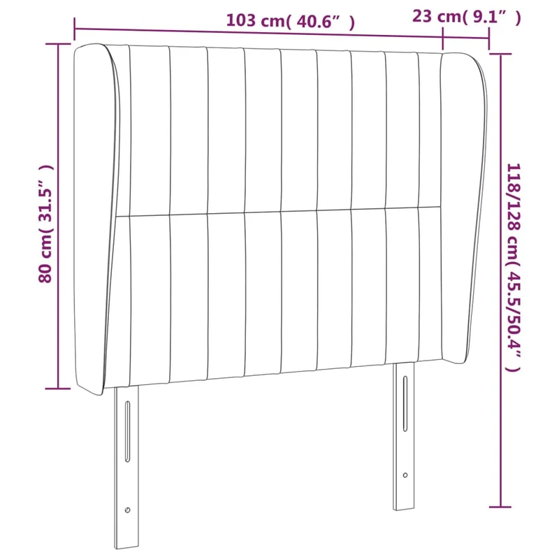 Tête de lit accessoire couchage chambre à coucher meuble avec rebord latéral 103 x 23 x 118/128 cm tissu gris foncé TDL0205046