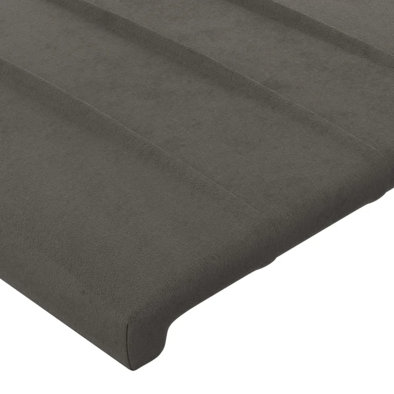 Tête de lit accessoire couchage chambre à coucher meuble avec rebord latéral 203 x 16 x 118/128 cm tissu velours gris foncé TDL0204946