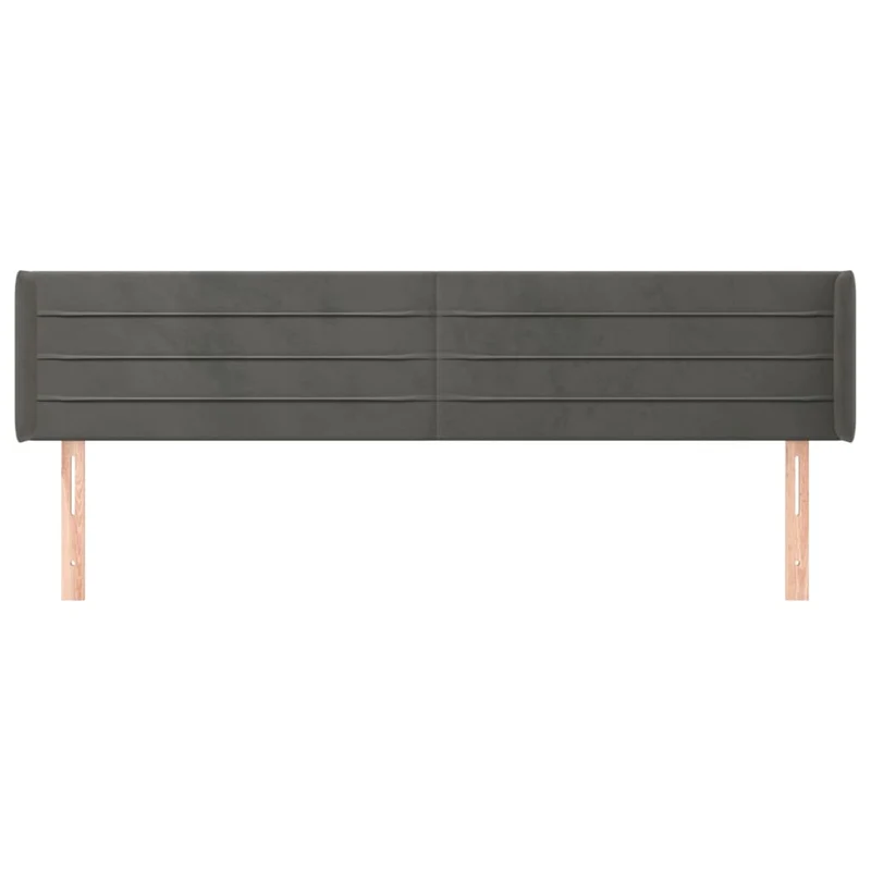 Tête de lit accessoire couchage chambre à coucher meuble avec rebord latéral 183 x 16 x 78/88 cm tissu velours gris foncé TDL0204961