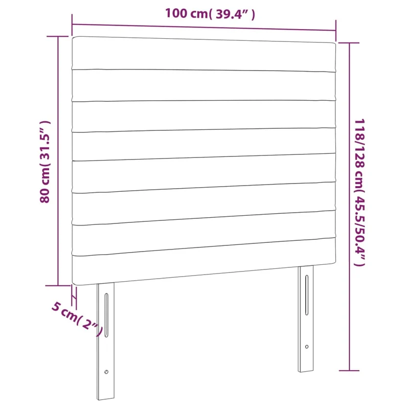 Tête de lit accessoire couchage chambre à coucher meuble à LED 100 x 5 x 118/128 cm tissu gris clair TDL0201465