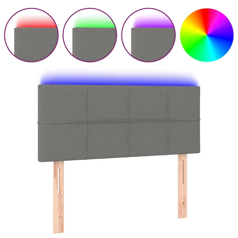 Tête de lit accessoire couchage chambre à coucher meuble à LED 80 x 5 x 78/88 cm tissu gris foncé TDL0201038