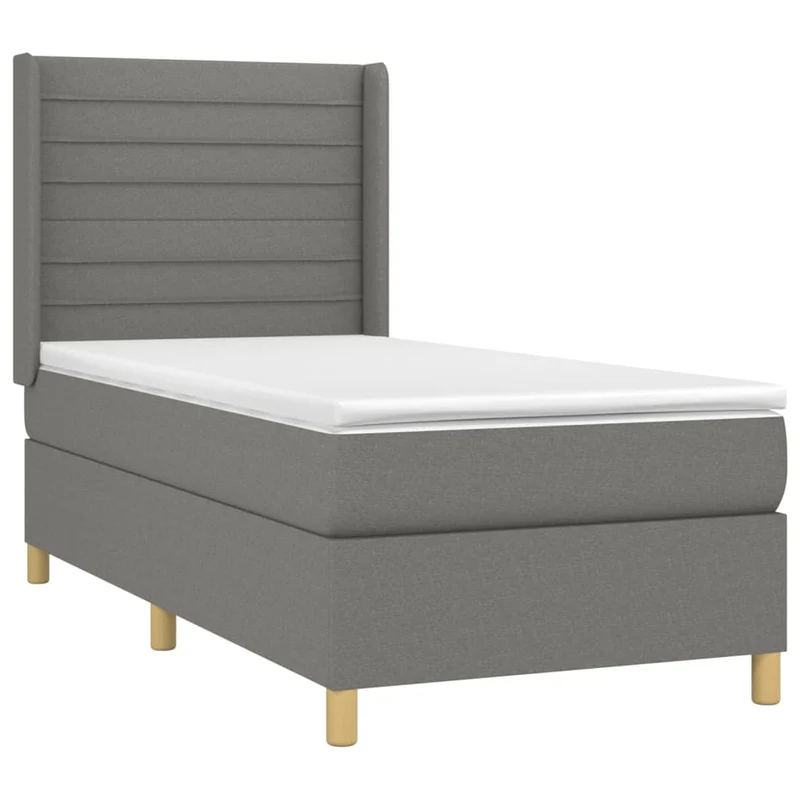 Cadre de lit LED avec sommier tête de lit matelas 100x200 cm tissu gris foncé TDL0208449