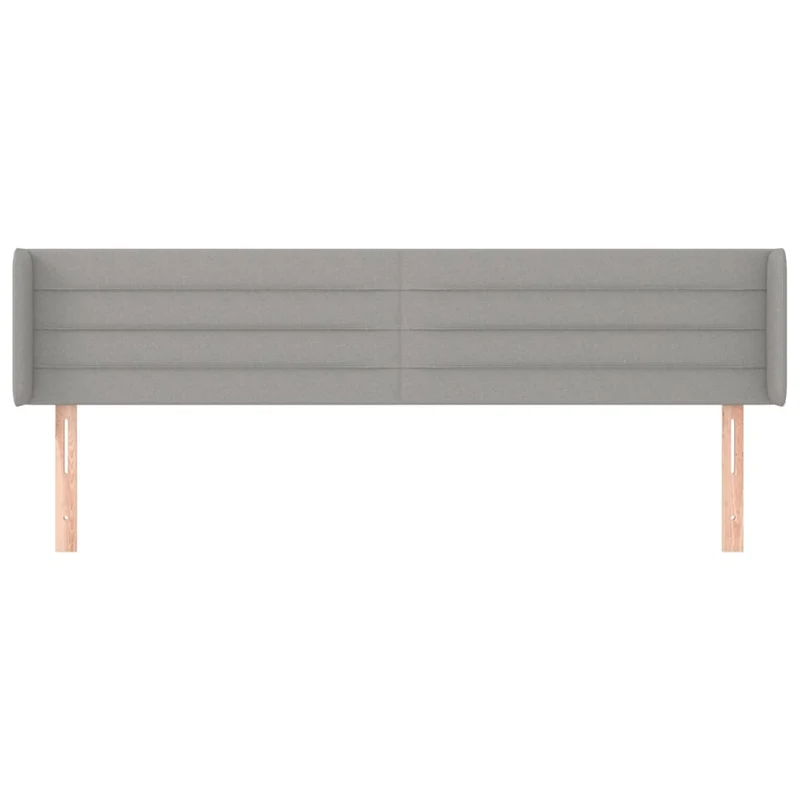 Tête de lit accessoire couchage chambre à coucher meuble avec rebord latéral 203 x 16 x 78/88 cm tissu gris clair TDL0205180