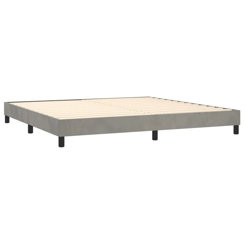 Cadre de lit LED avec sommier tête de lit matelas surmatelas 200x200 cm tissu velours gris clair TDL0207770