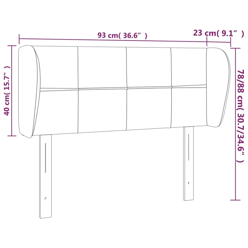 Tête de lit accessoire couchage chambre à coucher meuble avec rebord latéral 93 x 23 x 78/88 cm tissu gris clair TDL0205084