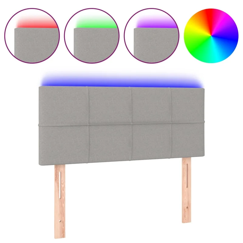 Tête de lit accessoire couchage chambre à coucher meuble à LED 90 x 5 x 78/88 cm tissu gris clair TDL0201238