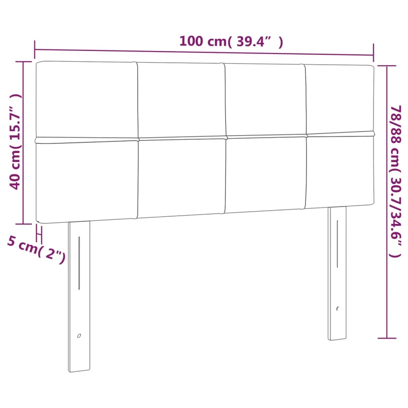 Tête de lit accessoire couchage chambre à coucher meuble 100 x 5 x 78/88 cm tissu gris foncé TDL0203197