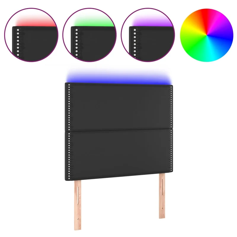 Tête de lit accessoire couchage chambre à coucher meuble à LED 90 x 5 x 118/128 cm synthétique noir TDL0200546