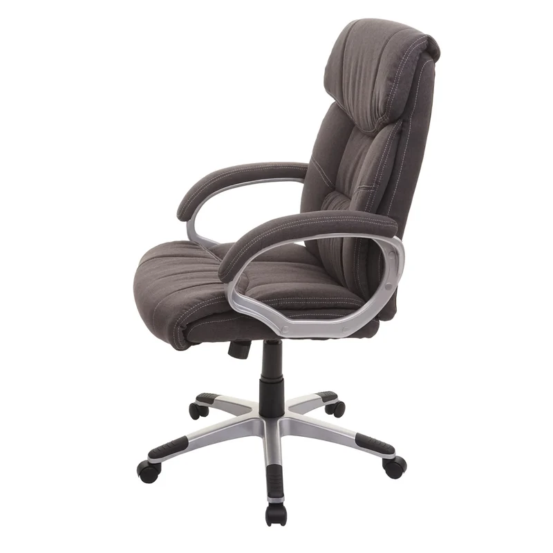 Fauteuil chaise de bureau sur roulettes pivotante tissu gris foncé 04_0001808