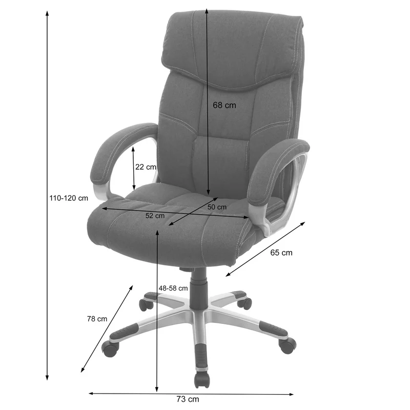 Fauteuil chaise de bureau sur roulettes pivotante tissu gris foncé 04_0001808