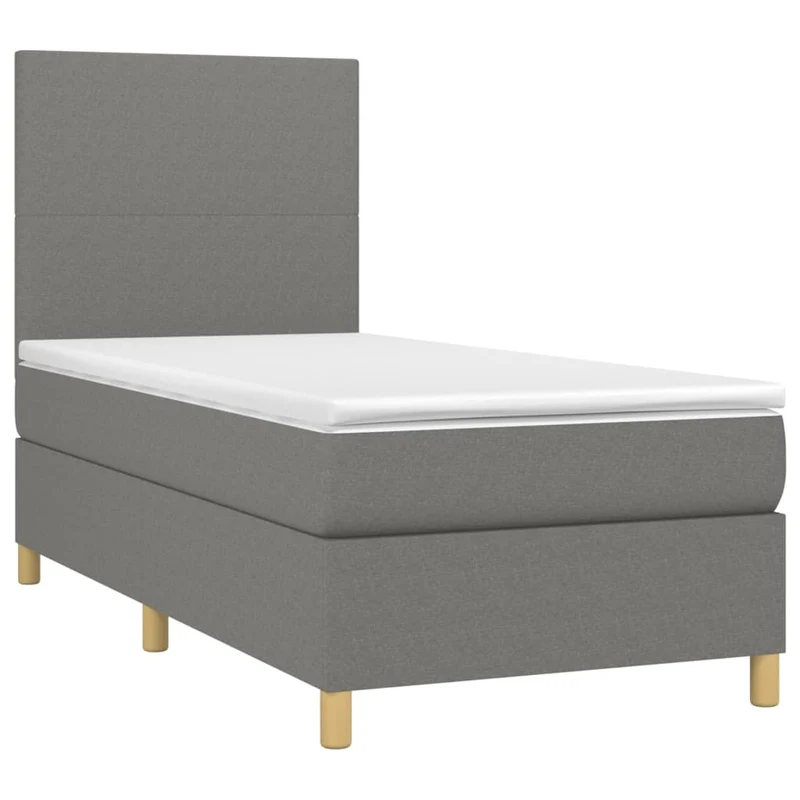 Cadre de lit LED avec sommier tête de lit matelas 100x200 cm tissu gris foncé TDL0208456