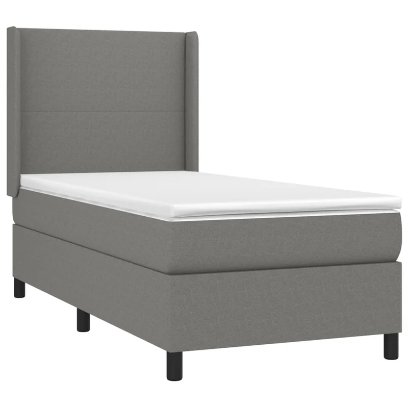 Cadre de lit LED avec sommier tête de lit matelas 100x200 cm tissu gris foncé TDL0208441