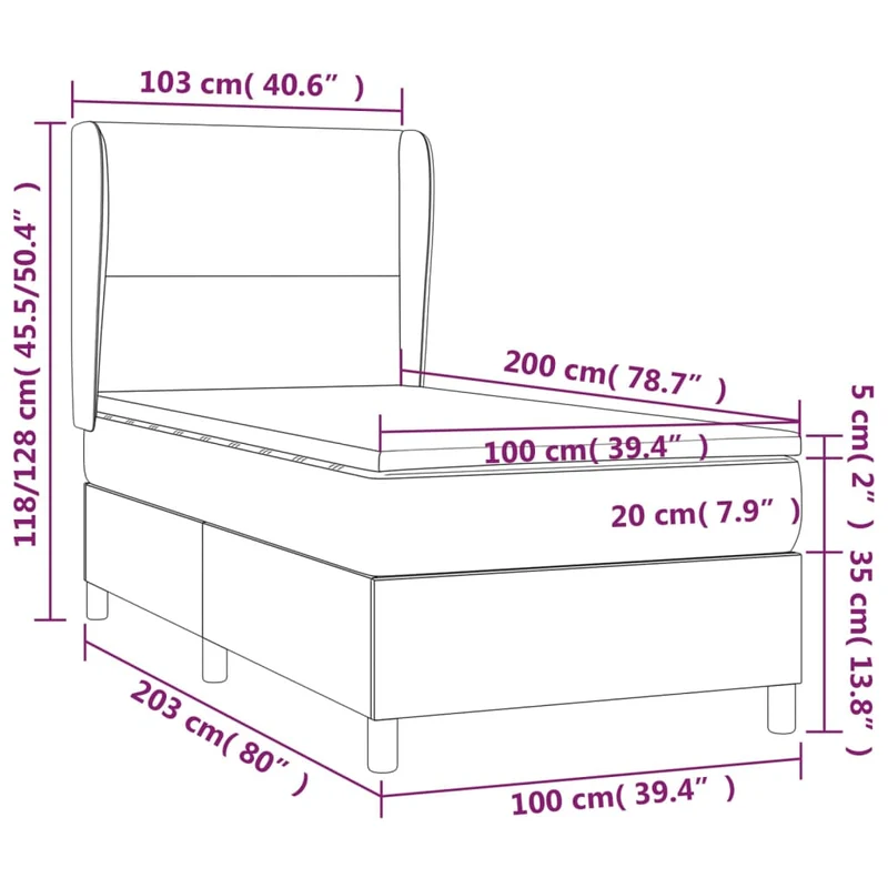 Cadre de lit LED avec sommier tête de lit matelas 100x200 cm tissu gris foncé TDL0208435