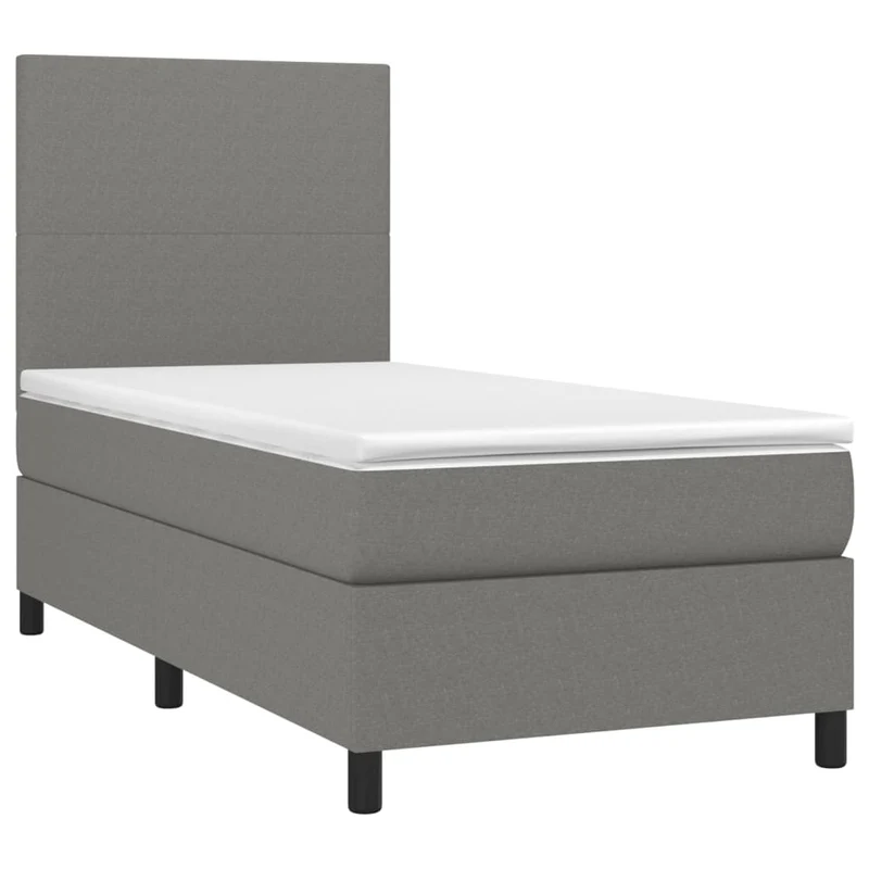 Cadre de lit LED avec sommier tête de lit matelas 100x200 cm tissu gris foncé TDL0208432