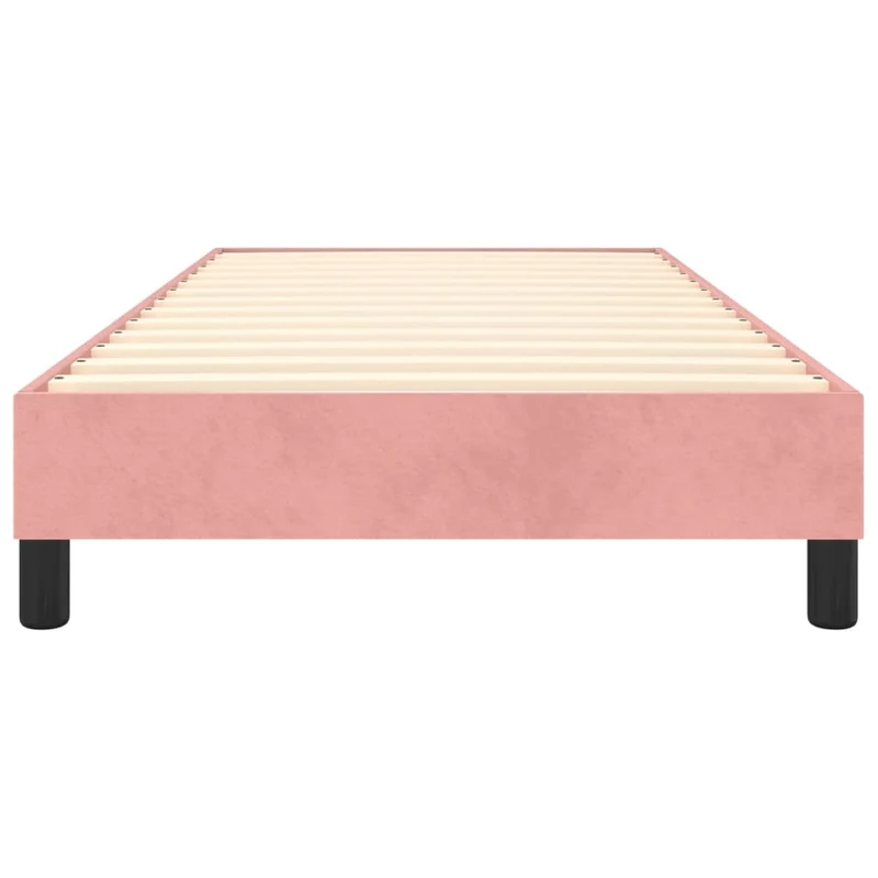 Sommier à lattes sur pieds cadre de lit 90x190 cm tissu velours rose TDL0206949