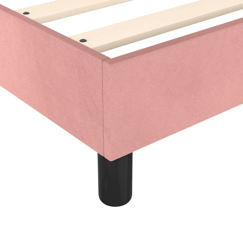 Sommier à lattes sur pieds cadre de lit 90x190 cm tissu velours rose TDL0206949