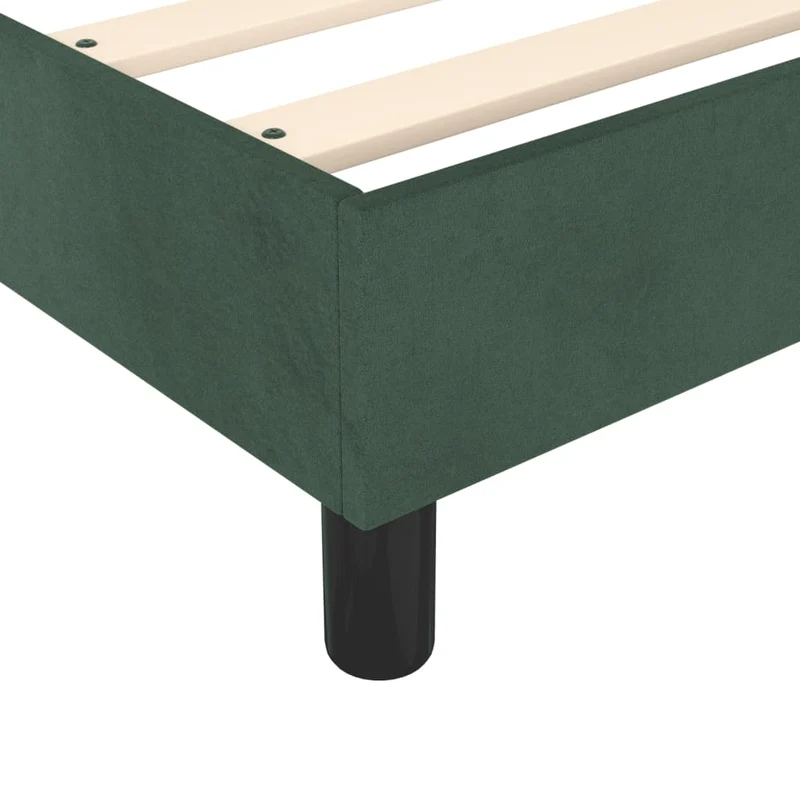 Sommier à lattes sur pieds cadre de lit 80x200 cm tissu velours vert foncé TDL0206876