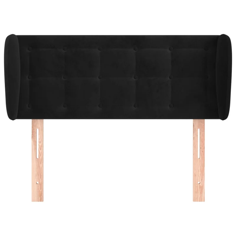 Tête de lit accessoire couchage chambre à coucher meuble avec rebord latéral capitonné 83 x 23 x 78/88 cm Tissu velours noir TDL0204418