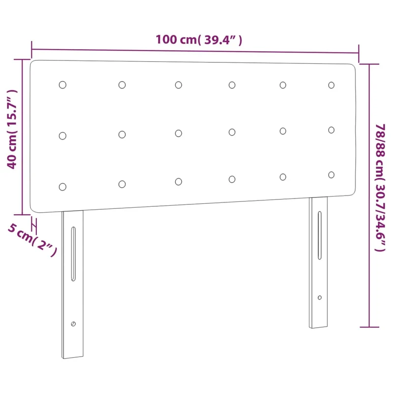 Tête de lit accessoire couchage chambre à coucher meuble à LED capitonné 100 x 5 x 78/88 cm synthétique blanc TDL0201951