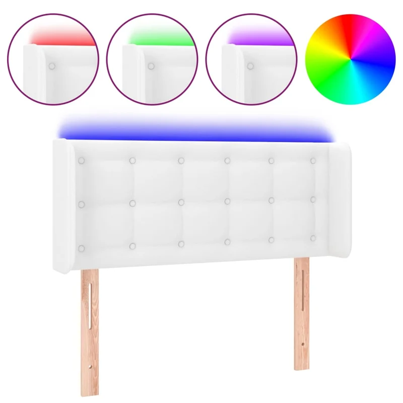 Tête de lit accessoire couchage chambre à coucher meuble à LED capitonné 103 x 16 x 78/88 cm synthétique blanc TDL0201946