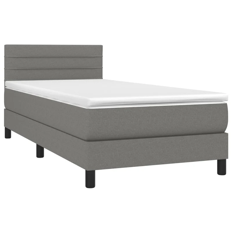 Cadre de lit LED avec sommier tête de lit matelas 100x200 cm tissu gris foncé TDL0208457