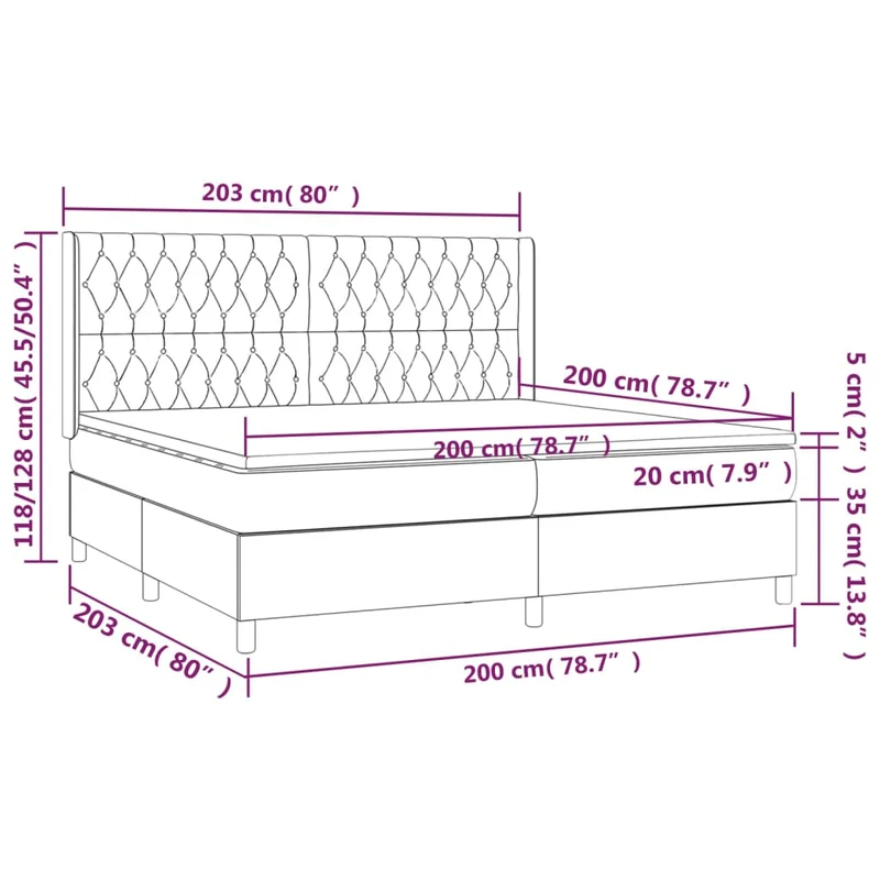 Cadre de lit LED avec sommier tête de lit matelas surmatelas 200x200 cm tissu gris clair TDL0207795