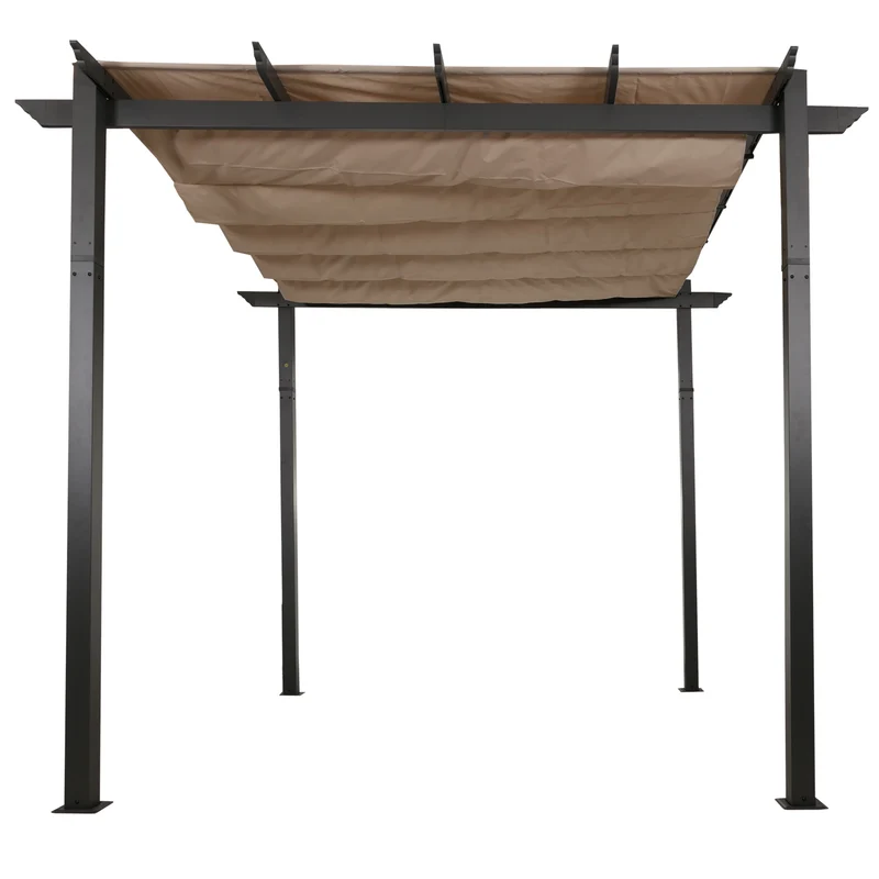 Pergola de jardin en aluminium 3x3 m avec toit coulissant réglable UV50+ structure 8 cm coloris crème beige 04_0009724