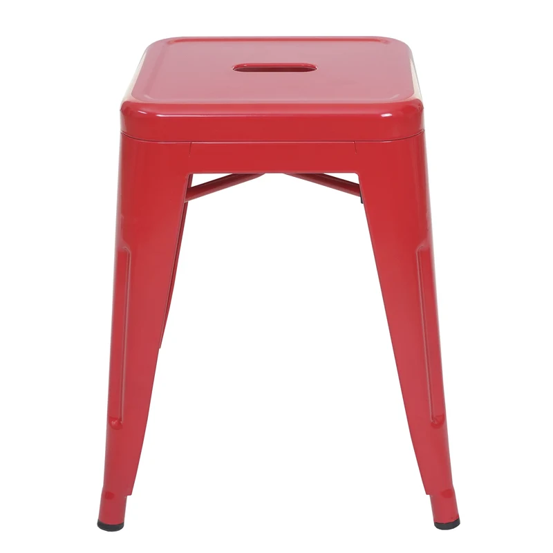 Lot de 4 tabourets bas en métal rouge design industriel empilable 04_0007582