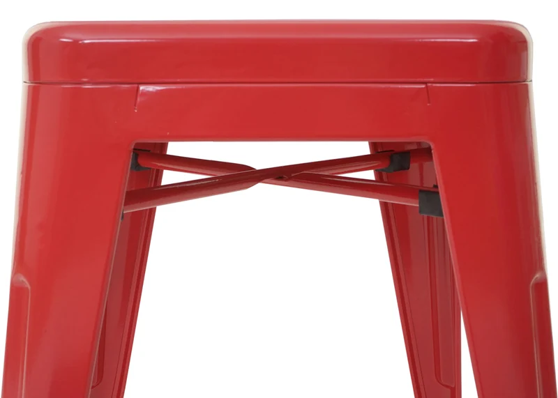 Lot de 4 tabourets bas en métal rouge design industriel empilable 04_0007582
