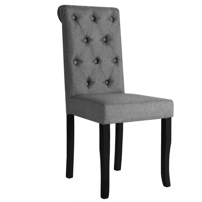 Lot de 2 chaises de salle à manger cuisine dossier capitonné en tissu gris foncé CDS020532