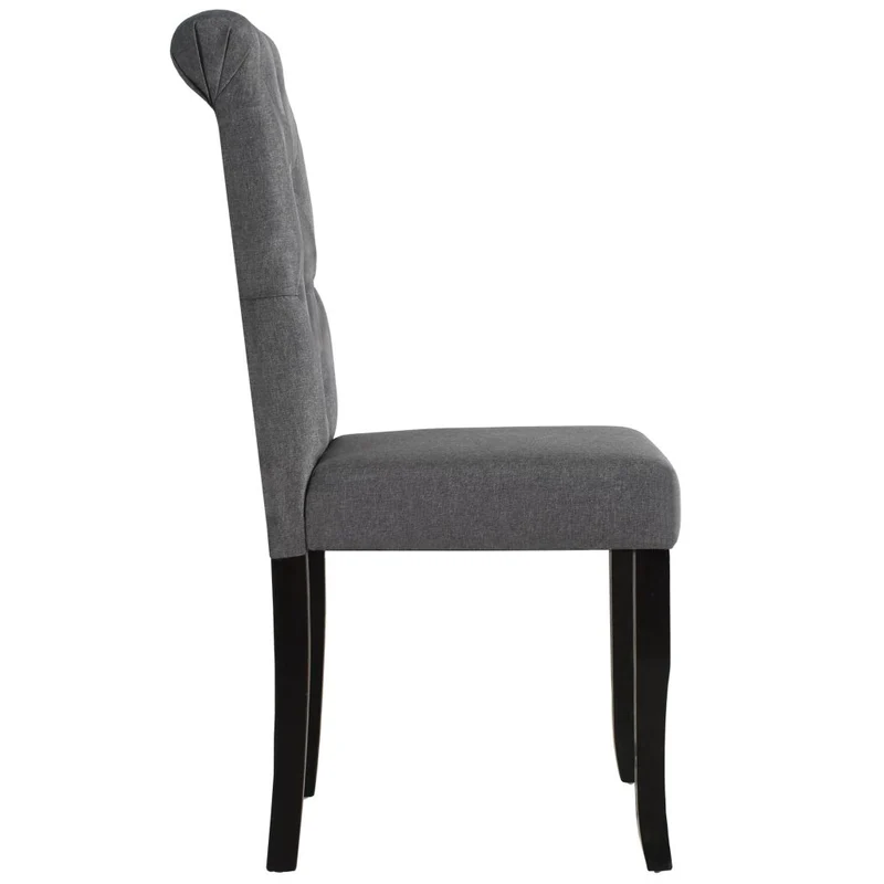 Lot de 2 chaises de salle à manger cuisine dossier capitonné en tissu gris foncé CDS020532
