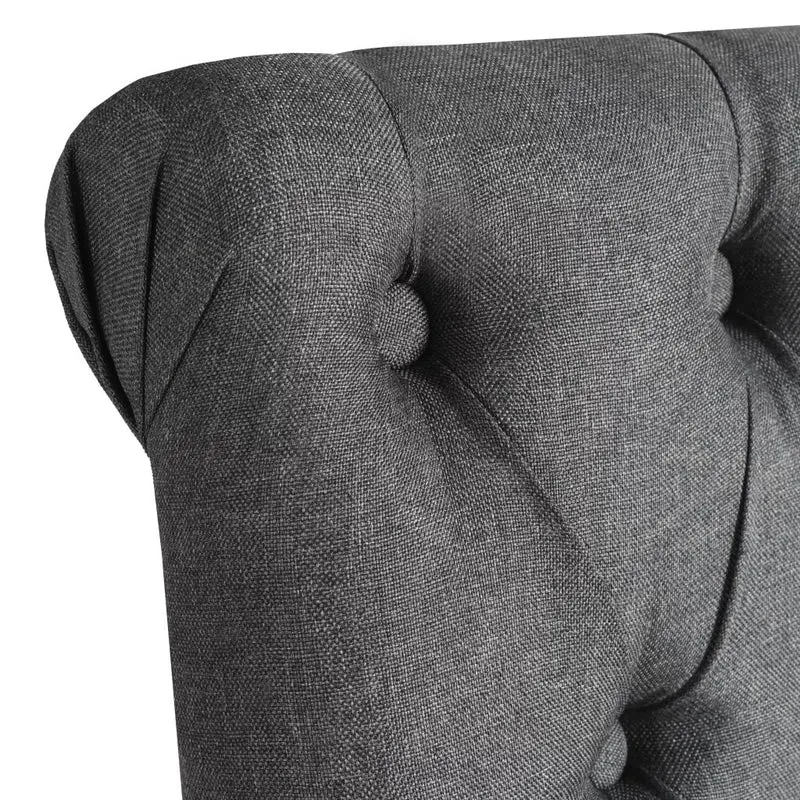Lot de 2 chaises de salle à manger cuisine dossier capitonné en tissu gris foncé CDS020532